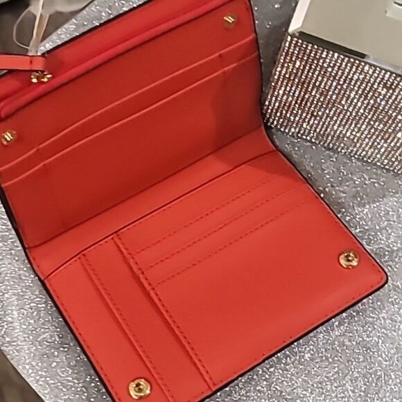 Michael Kors Jet Set Charm Medium Snap Carryall Leather Wallet- Soft Pink/Multi - Picture 6 of 9